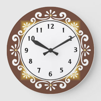 Decorative Wall Clock::Brown Frame Large Clock