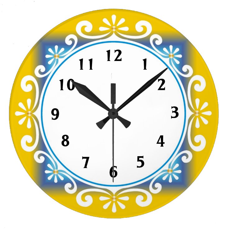 Decorative Wall ClockYellow Frame Large Clock Zazzle