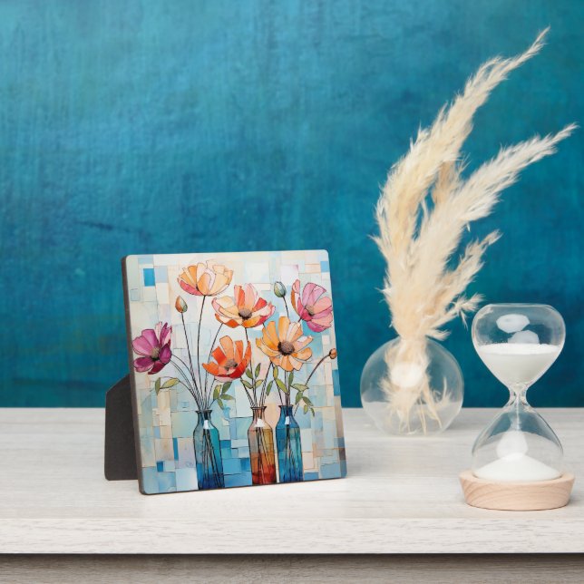 Decorative watercolor flowers plaque (Insitu)