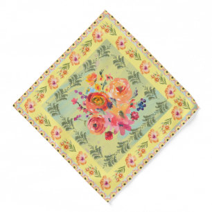 Decorative watercolor painting floral Yellow Cute Bandana