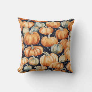 Decorative Watercolor Pumpkin Themed Throw Pillow