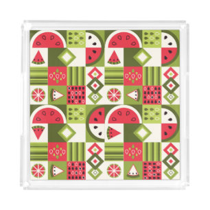Decorative Watermelon Elements Art Print Acrylic Tray