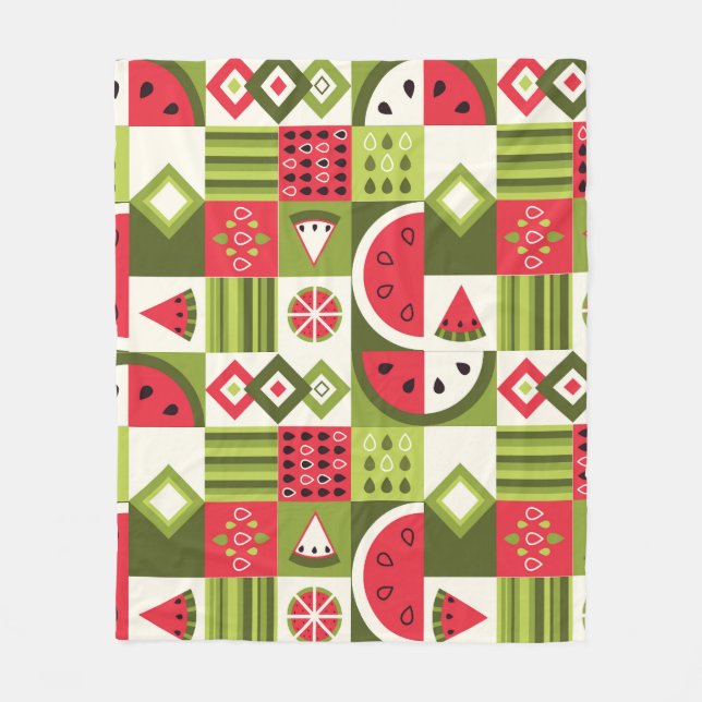 Decorative Watermelon Elements Art Print Fleece Blanket (Front)