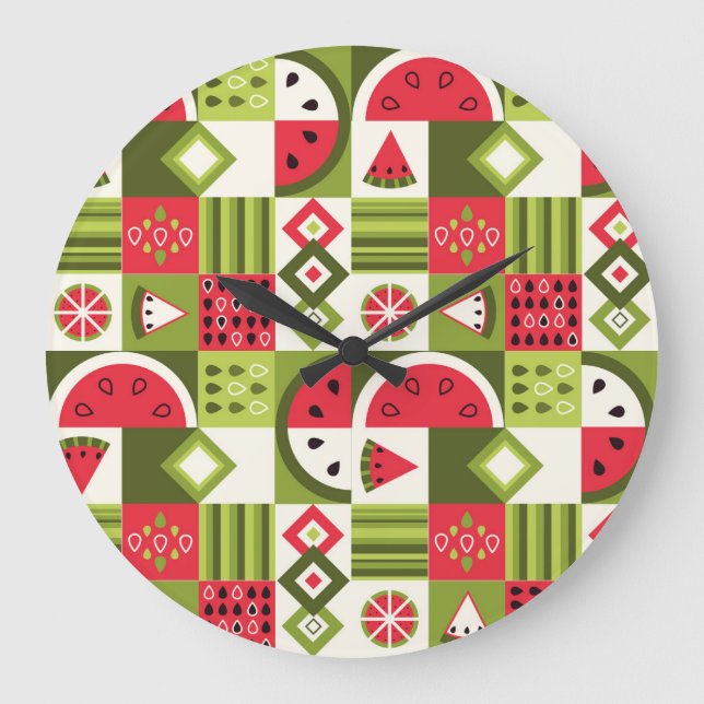 Decorative Watermelon Elements Art Print Large Clock (Front)