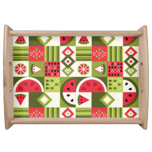 Decorative Watermelon Elements Art Print Serving Tray