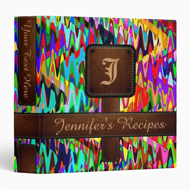 Decorative Wave Mosaic Pattern #4 3 Ring Binder (Front/Spine)