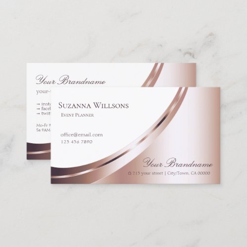 Decorative White and Rose Gold Decor Luxury Style Business Card