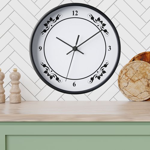Decorative White Black Face Add Photo Black Wooden Clock