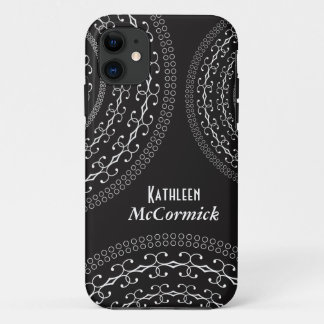 Decorative White Circles Over Your Color with Name iPhone 11 Case