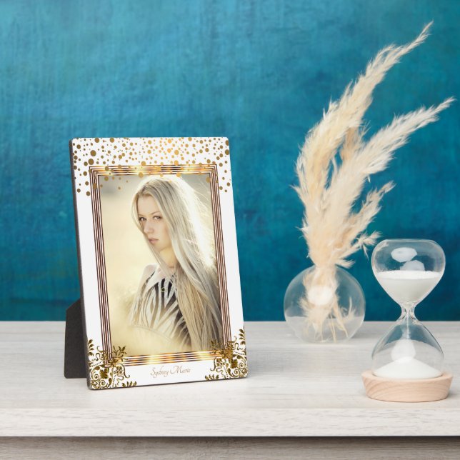 Decorative White & Gold Confetti - DIY Photo Plaque (Side)