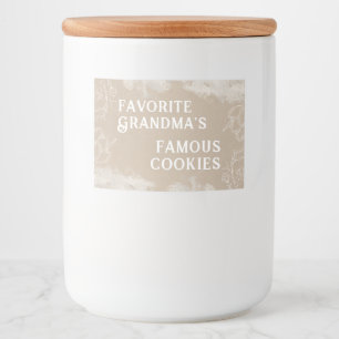 Decorative White on Brown Grandma's Cookie Jar Food Label