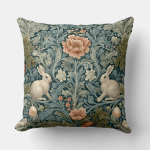 Decorative William Morris Rabbit Throw Pillow