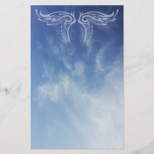 Decorative Wings on Cloud Photo Stationery