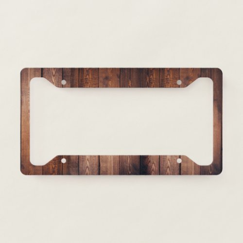 Decorative Wooden Planks Pattern License Plate Frame