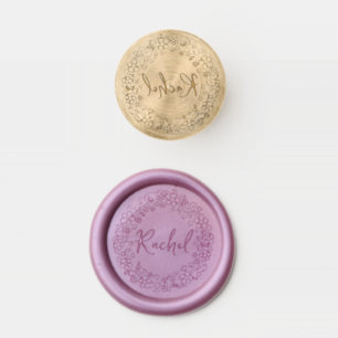 Decorative wreath typographic name wax seal stamp