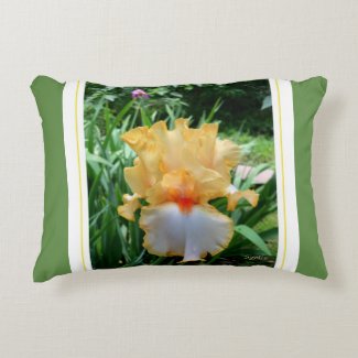 Decorative Yellow Iris Flower Accent Pillow