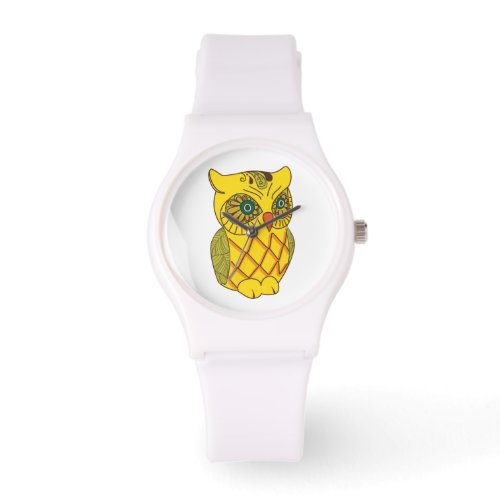 Decorative Yellow Retro Pattern Owl Watch