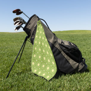 Decorative yellow star and diamond patterned  golf towel