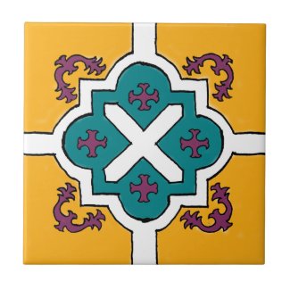 Decorative Yellow/Violet/Blue Spanish Style tile