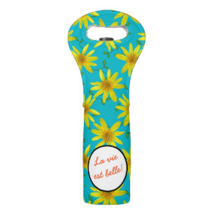 Decorative Yellow Wildflower on any Color any Text Wine Bag