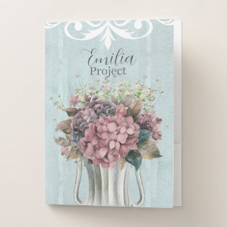 Decoratived dusty pink floral Stunning filigree Pocket Folder