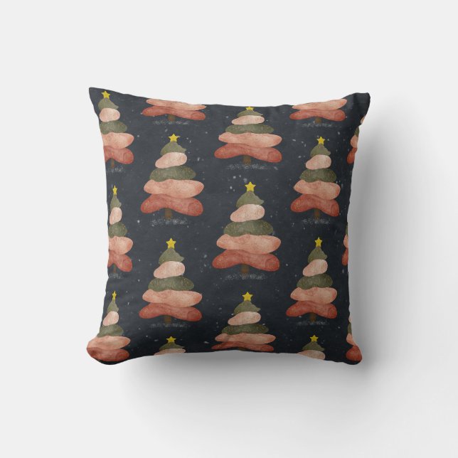 Decorativo del árbol de Navidad de medianoche Throw Pillow (Front)