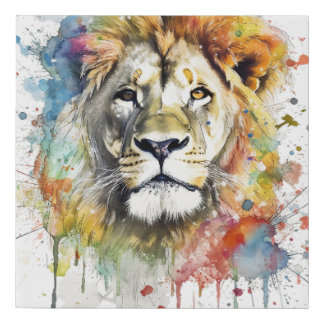 Decorativo El rey del color - Un león majestuoso Faux Canvas Print