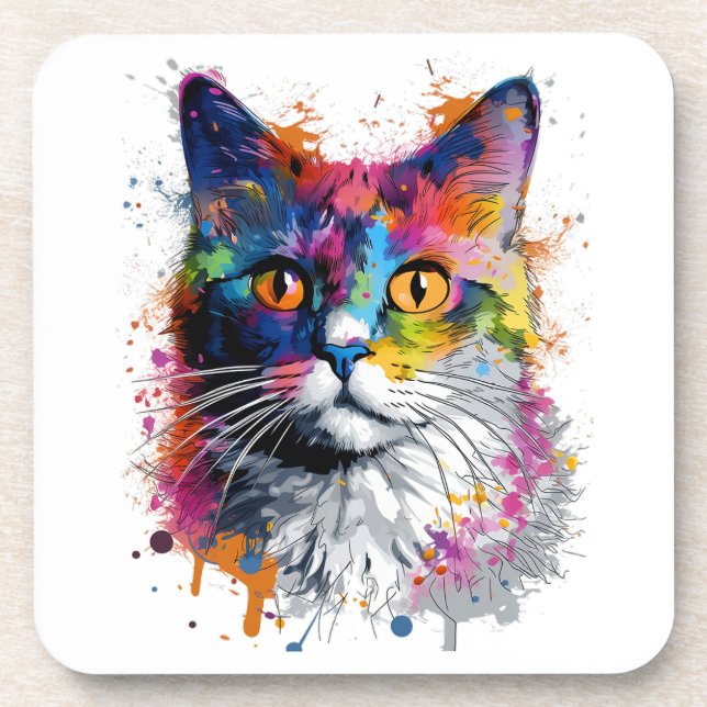 Decorativo Gato caleidoscopio Beverage Coaster (Front)