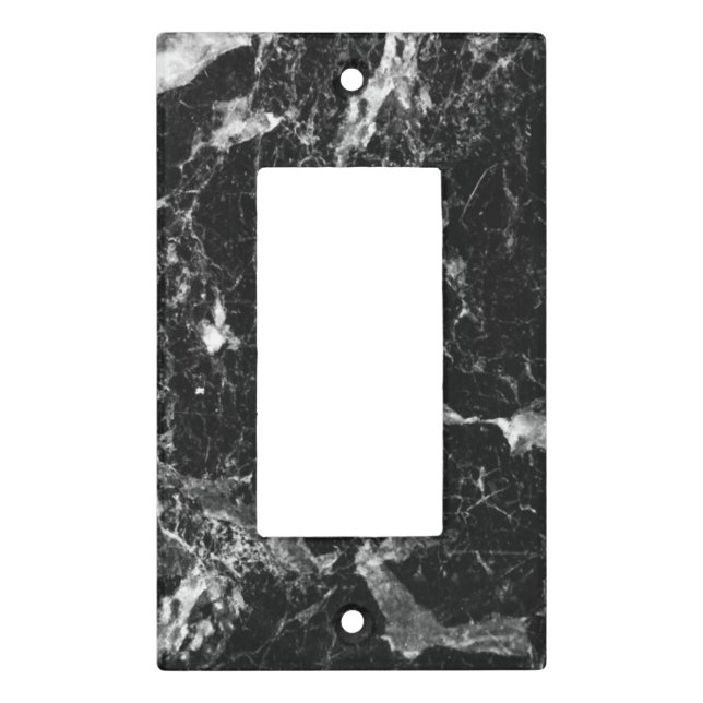 Decorator Black Stone Marble Look Pattern Light Switch Cover (Front)