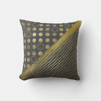 Decorator Gold Tone And Gray Dotted Accent Pillow by DizzyDebbie at Zazzle