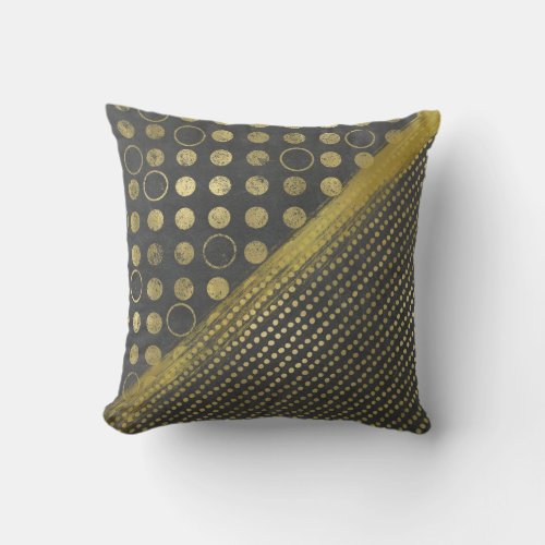 Decorator Gold Tone and Gray Dotted Accent Pillow