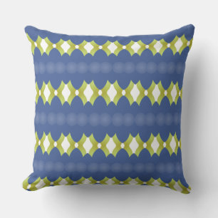 Decorator Pillow in Blue Lime Green and White