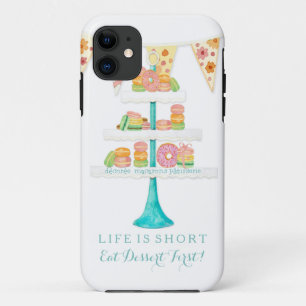 Décorée Macarons Pâtisserie Eat Dessert First iPhone 11 Case