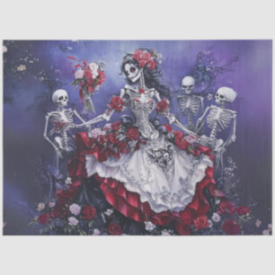 Decouapge Gothic Elegant Dancer White Red Dress Tissue Paper
