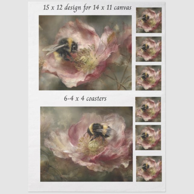 Decoupage 11x14 Design for Canvas Bumble Bee  Tissue Paper (Front)