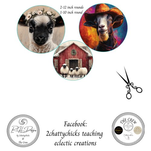 Decoupage 12 & 10" Round Farm Animals  Tissue Paper