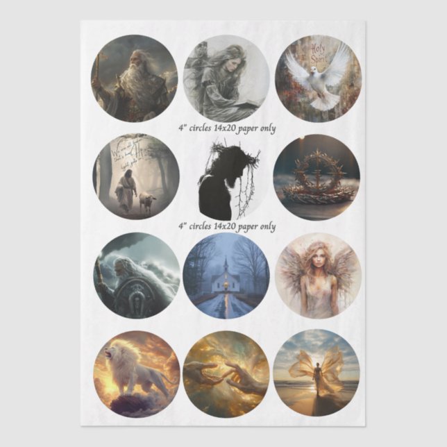 Decoupage 12 Devotional Faith Coaster Set 4" Tissue Paper (Front)