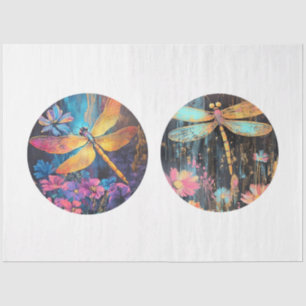 Decoupage 12 inch Dragon Fly Circles Tissue Paper