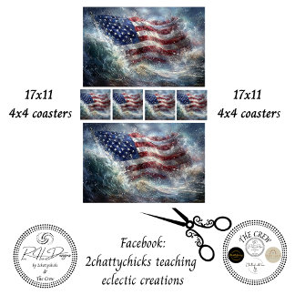 Decoupage 250th American Flag Rising in Ocean  Tissue Paper