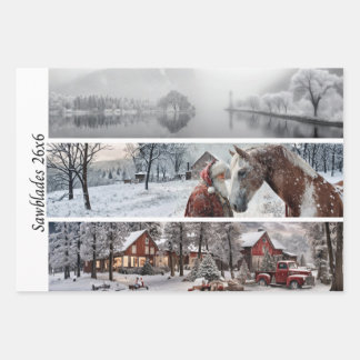 Decoupage 26x6" Winter Collection Handsaw Designs Wrapping Paper Sheets