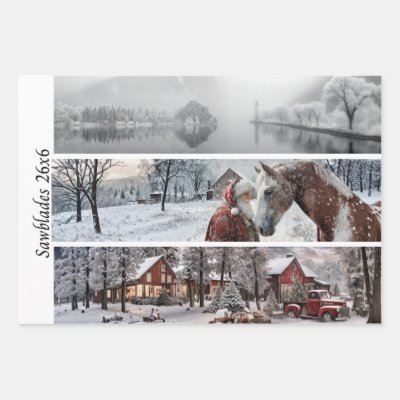Decoupage 26x6" Winter Collection Handsaw Designs Wrapping Paper Sheets