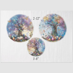 Decoupage 2-12" & 1-8" rounds Easter Egg Tree Tissue Paper
