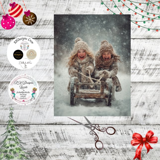 Decoupage 2 Children Laughing & Sledding Snow Fall Tissue Paper (Creator Uploaded)