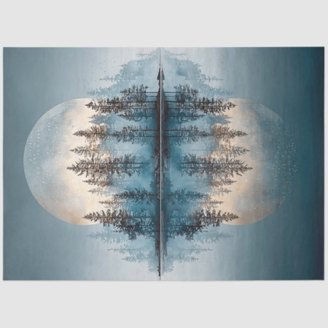 Decoupage 2 Moons Reflection Tranquil Atmosphere Tissue Paper (Front)
