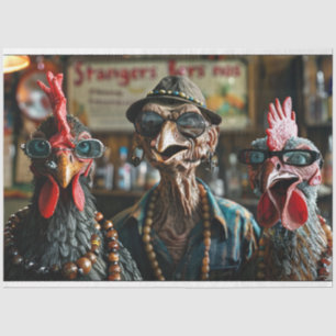 Decoupage 3 Chickens Gangsters Tissue Paper