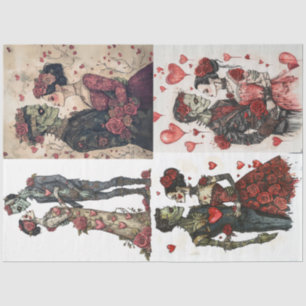 Decoupage 4 designs Romantic Frankenstein & Wife Tissue Paper