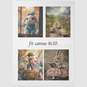 Decoupage 4 Storybook Papers for 8 x 10 Canvas Tissue Paper