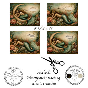 Decoupage 8.5x11 Mermaid Botanical Personalized  Tissue Paper