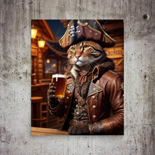 Decoupage _ A pirate cat drinking beer _  Tissue Paper