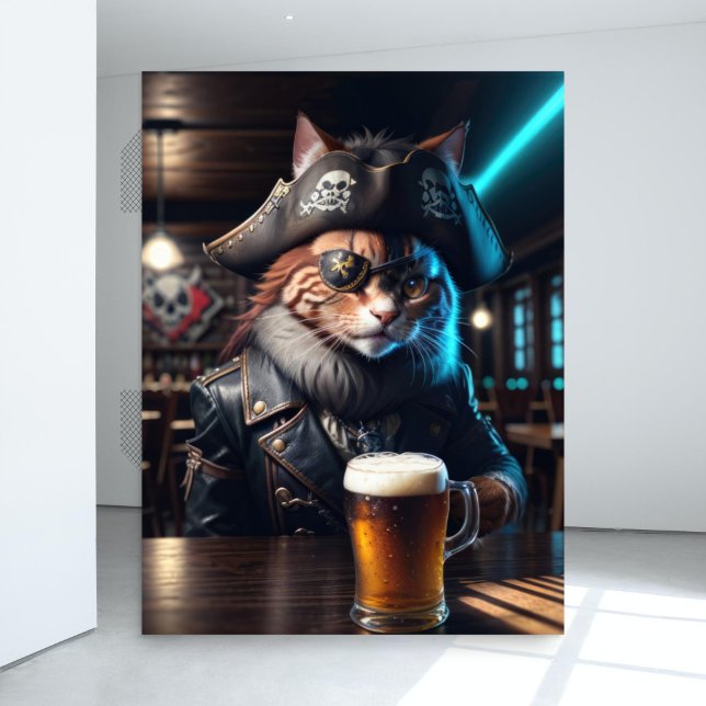 Decoupage - A pirate cat in leather attire -  Tissue Paper (Creator Uploaded)